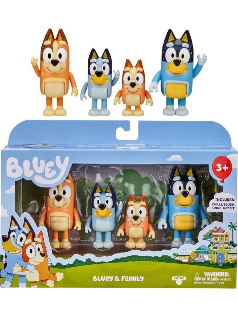 Poseable Bluey Family Figurine Set - 4-Pack with Bingo & Bandit, Travel-Friendly